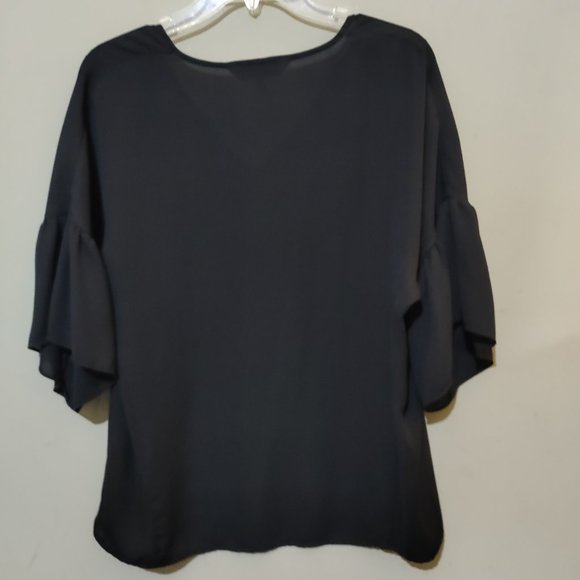 Crosby by Mollie Burch Womens Black Sheer Chiffon Top Size Small - Picture 2 of 6